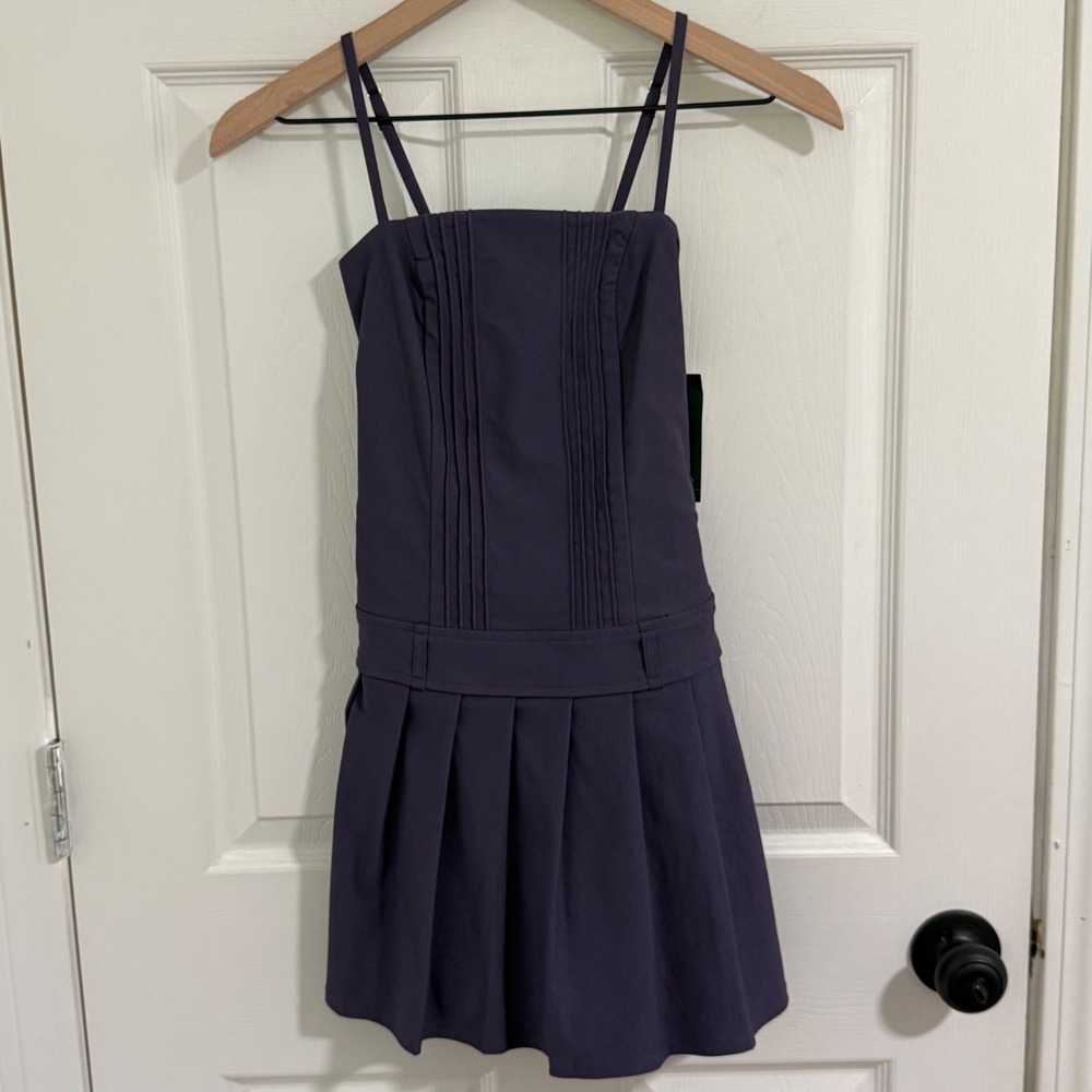 Wild Fable Purple Pintuck Pleated Mini Dress NWT Dark Academia Preppy School XXS